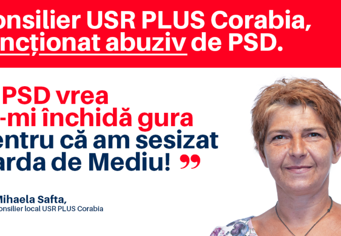 Mihaela Safta, consilier local USR în Corabia, sancționată abuziv de majoritatea PSD, pentru că a sesizat autoritățile statului cu privire la neregulile din oraș